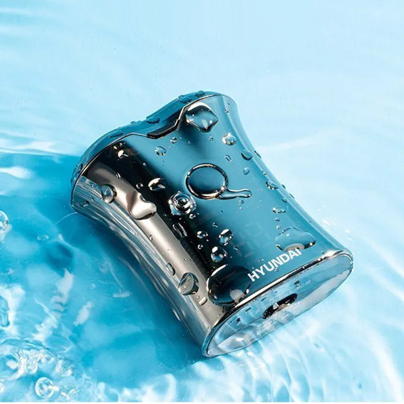 Mænds stilfuld vandtæt USB genopladelig mini barbermaskine, lommevenligt kompakt design, to roterende hoveder