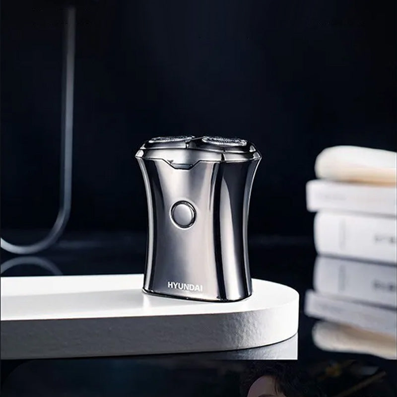Mænds stilfuld vandtæt USB genopladelig mini barbermaskine, lommevenligt kompakt design, to roterende hoveder