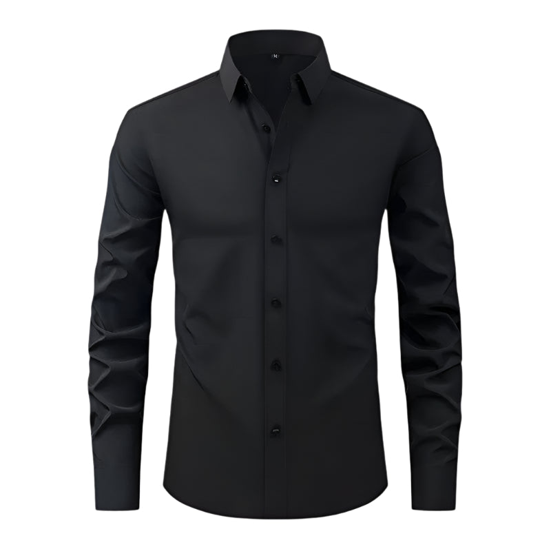 Miesten valkoinen slim-fit kauluspaita, elastinen materiaali, pitkähihaisen tyylikäs ja mukava, täydellinen arkeen ja juhlaan