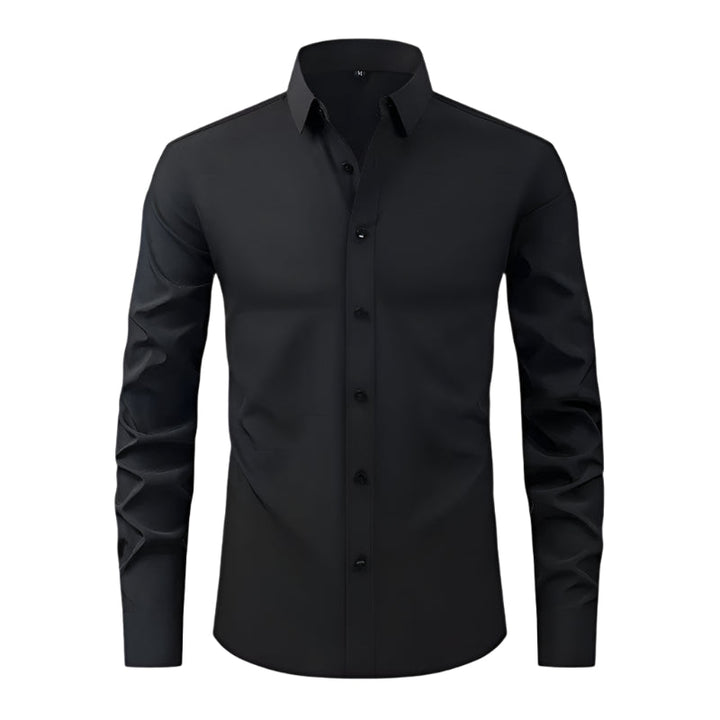 Miesten valkoinen slim-fit kauluspaita, elastinen materiaali, pitkähihaisen tyylikäs ja mukava, täydellinen arkeen ja juhlaan