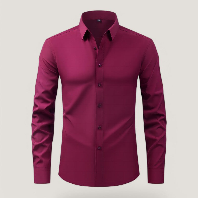 Miesten valkoinen slim-fit kauluspaita, elastinen materiaali, pitkähihaisen tyylikäs ja mukava, täydellinen arkeen ja juhlaan