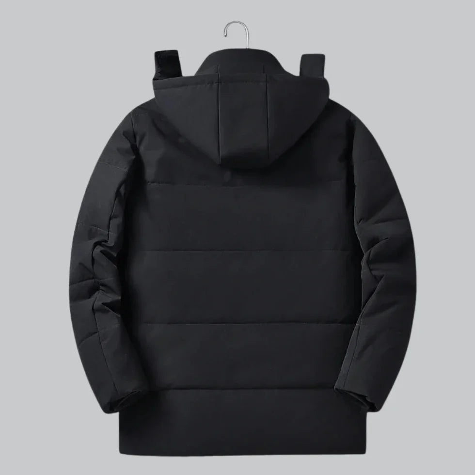 Herre vandtæt fleece vinterjakke, sort, varm fleeceforing, stilfuld og maskulin silhuet