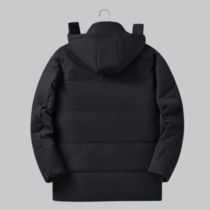 Herre vandtæt fleece vinterjakke, sort, varm fleeceforing, stilfuld og maskulin silhuet