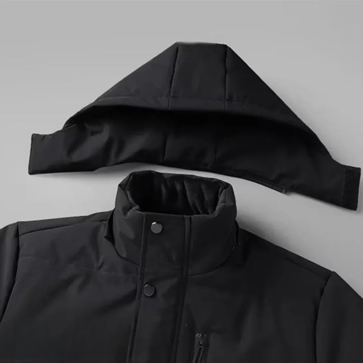 Herre vandtæt fleece vinterjakke, sort, varm fleeceforing, stilfuld og maskulin silhuet