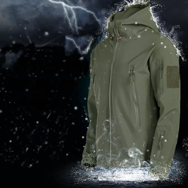 Herre vandtæt softshell outdoor jakke med fleecefor, stilfulde lommer, blå nuance, vintertøj