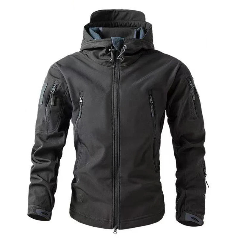Herre vandtæt softshell outdoor jakke med fleecefor, stilfulde lommer, blå nuance, vintertøj
