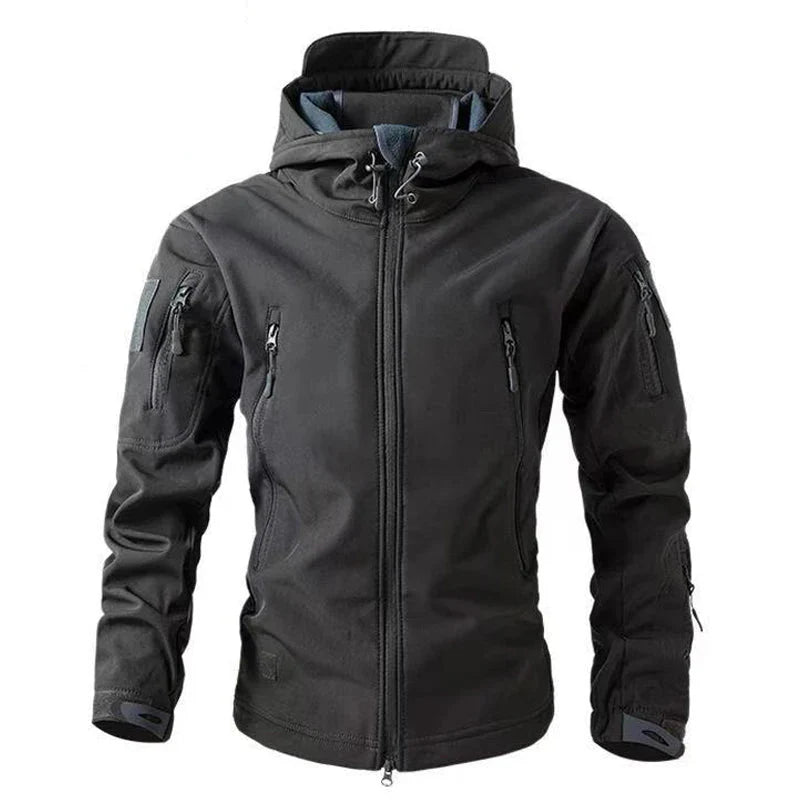 Herre vandtæt softshell outdoor jakke med fleecefor, stilfulde lommer, blå nuance, vintertøj
