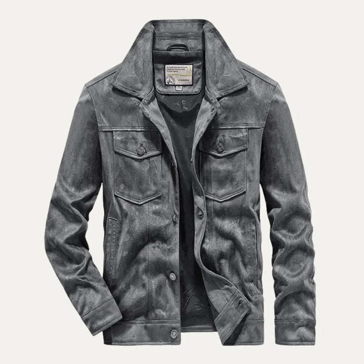 Herre Vintage Utility Jakke, brun, detalje; slank pasform og åndbar konstruktion, forårsstil