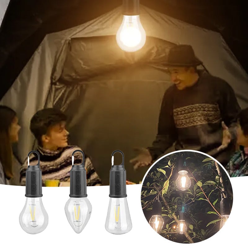 Herre Vintage Hængende Genopladelig Campinglampe til Udendørs Brug, Indbygget Batteri, Rustik Stil, Holdbart PC-materiale