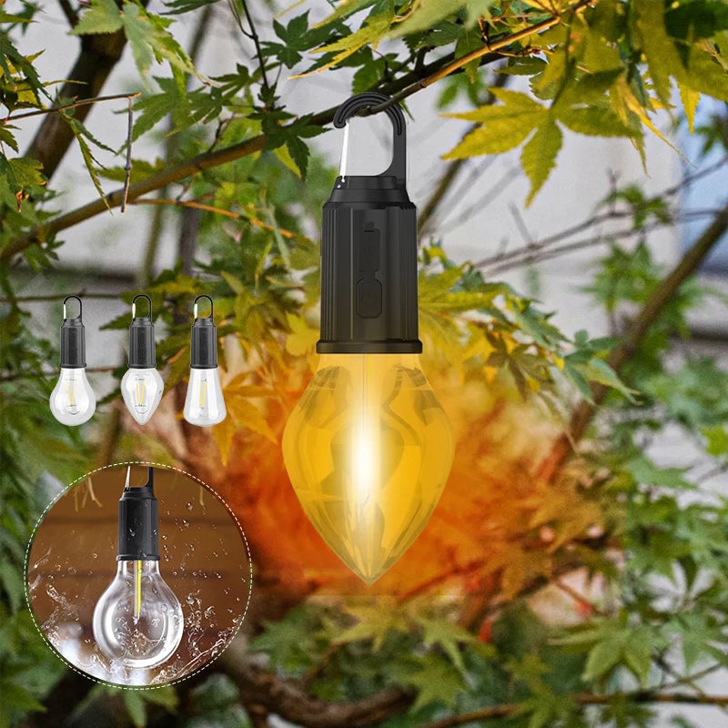 Herre Vintage Hængende Genopladelig Campinglampe til Udendørs Brug, Indbygget Batteri, Rustik Stil, Holdbart PC-materiale