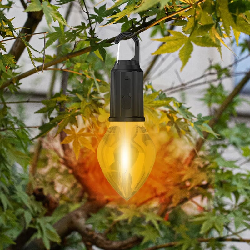 Herre Vintage Hængende Genopladelig Campinglampe til Udendørs Brug, Indbygget Batteri, Rustik Stil, Holdbart PC-materiale