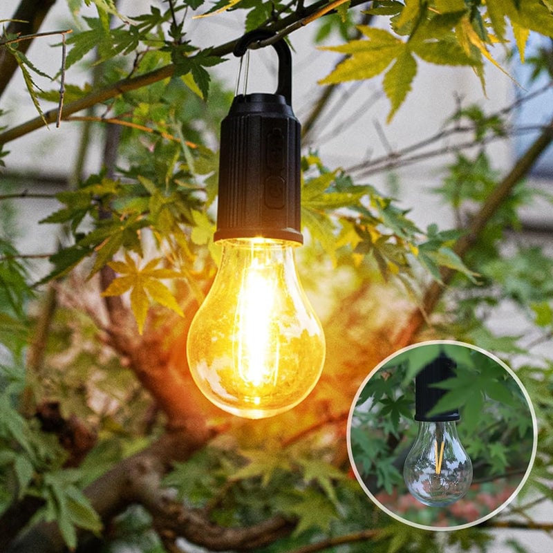 Herre Vintage Hængende Genopladelig Campinglampe til Udendørs Brug, Indbygget Batteri, Rustik Stil, Holdbart PC-materiale
