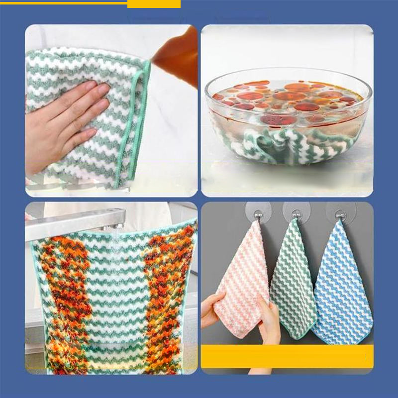 Mikrofiber rengøringsklud 3 stk., blå, grøn og lyserød, høj kvalitet og absorberende til hjemmerengøring