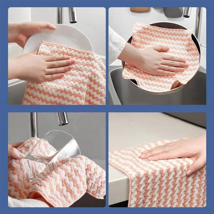 Mikrofiber rengøringsklud 3 stk., blå, grøn og lyserød, høj kvalitet og absorberende til hjemmerengøring