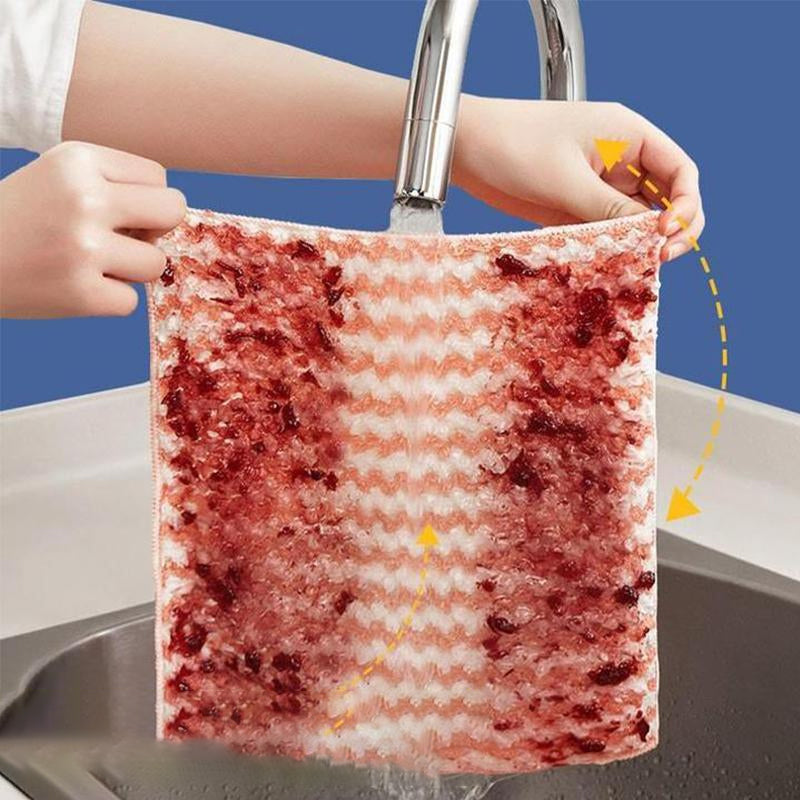 Mikrofiber rengøringsklud 3 stk., blå, grøn og lyserød, høj kvalitet og absorberende til hjemmerengøring