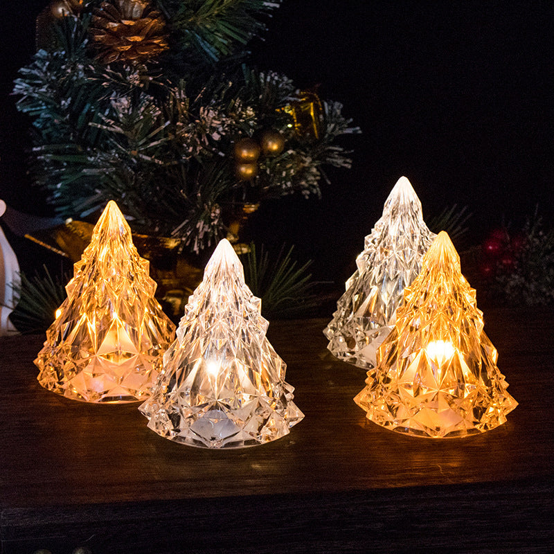 Mini LED Krystal Juletræ Natlys, strålende farver, krystallignende design, skaber varm atmosfære.