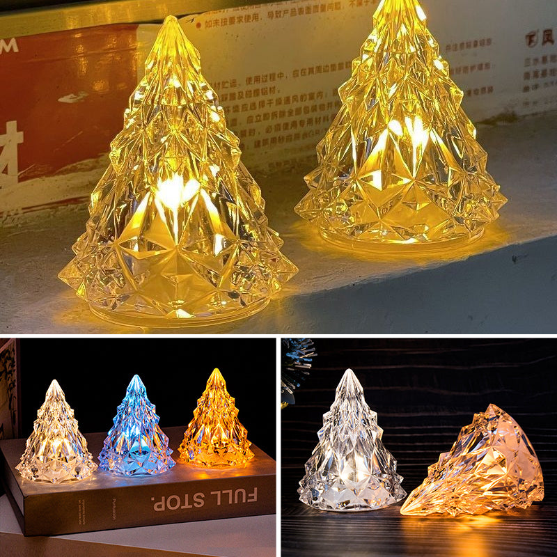 Mini LED Krystal Juletræ Natlys, strålende farver, krystallignende design, skaber varm atmosfære.