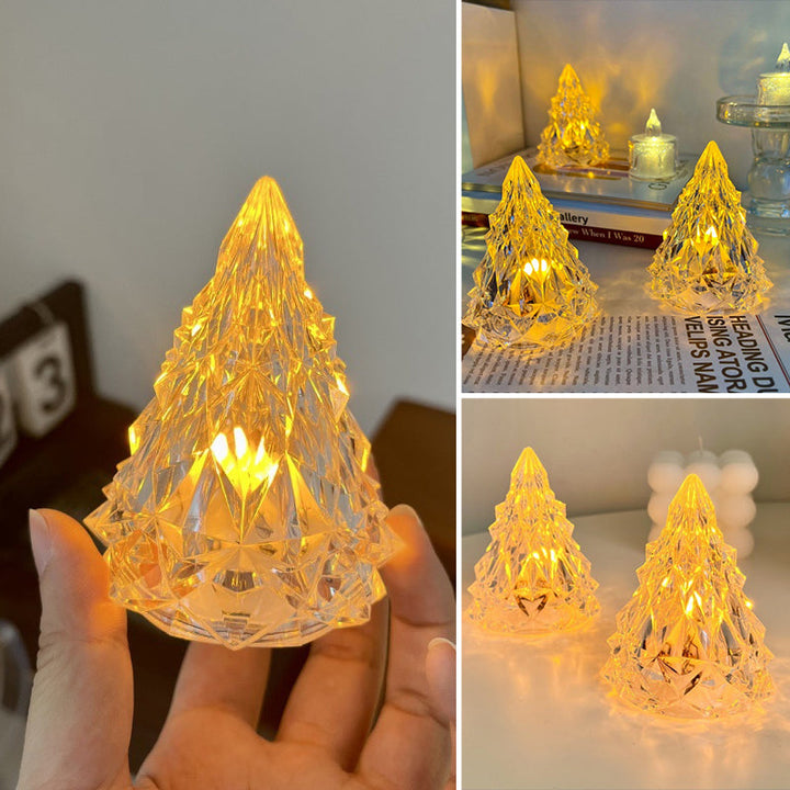 Mini LED Krystal Juletræ Natlys, strålende farver, krystallignende design, skaber varm atmosfære.