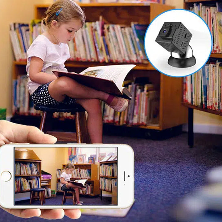 Mini Wifi Sikkerhedskamera HD, kompakt størrelse, hvid og sort, magnetisk montering, til hjemme- og kontorovervågning