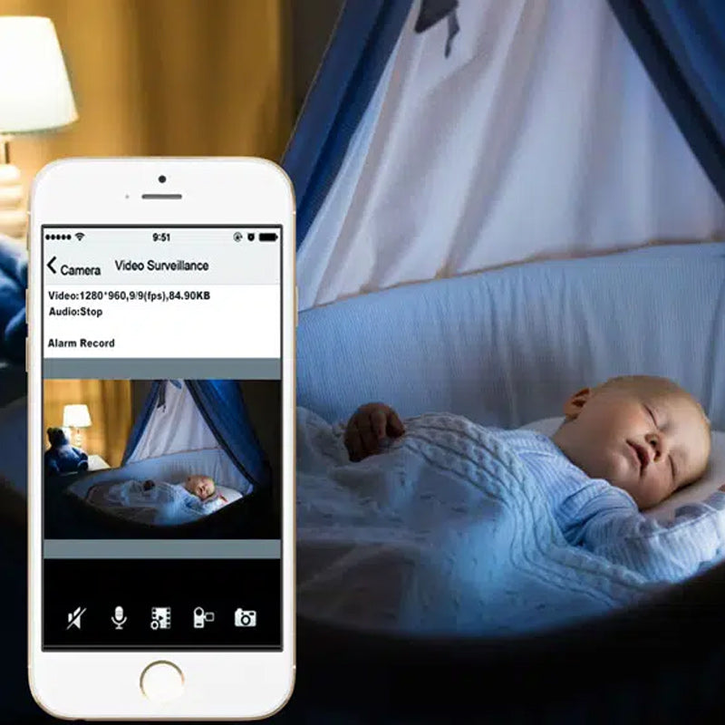 Mini Wifi Sikkerhedskamera HD, kompakt størrelse, hvid og sort, magnetisk montering, til hjemme- og kontorovervågning