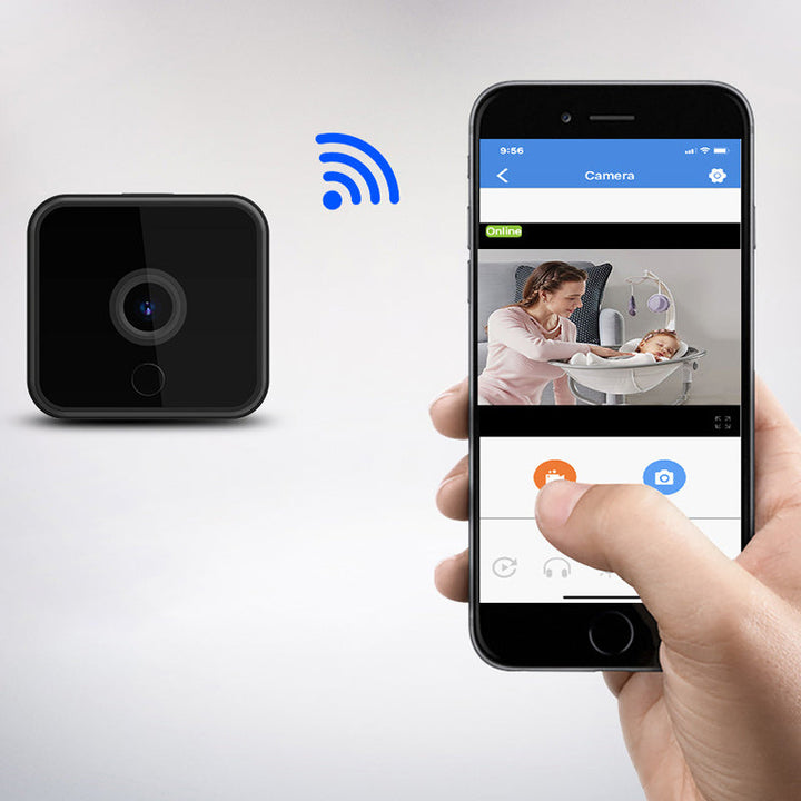 Mini Wifi Sikkerhedskamera HD, kompakt størrelse, hvid og sort, magnetisk montering, til hjemme- og kontorovervågning