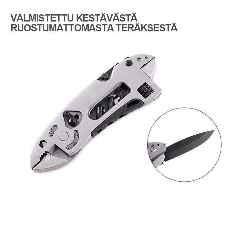 Multifunktionelt Mini Tang Sæt med kniv, skruetrækkere og svensknøgler, kompakt og let design.