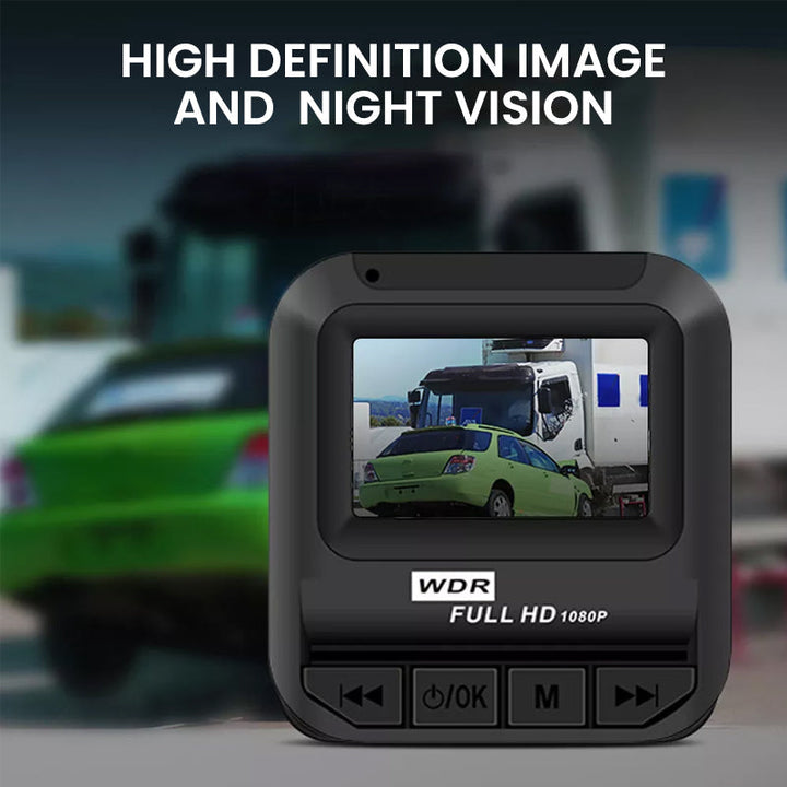 Mini sort dashcam, kompakt design, HD-videooptagelse og IR-natteoptagelse, passer til alle køretøjer.