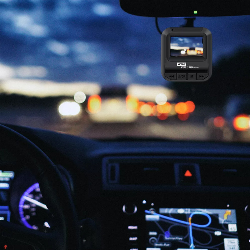 Mini sort dashcam, kompakt design, HD-videooptagelse og IR-natteoptagelse, passer til alle køretøjer.