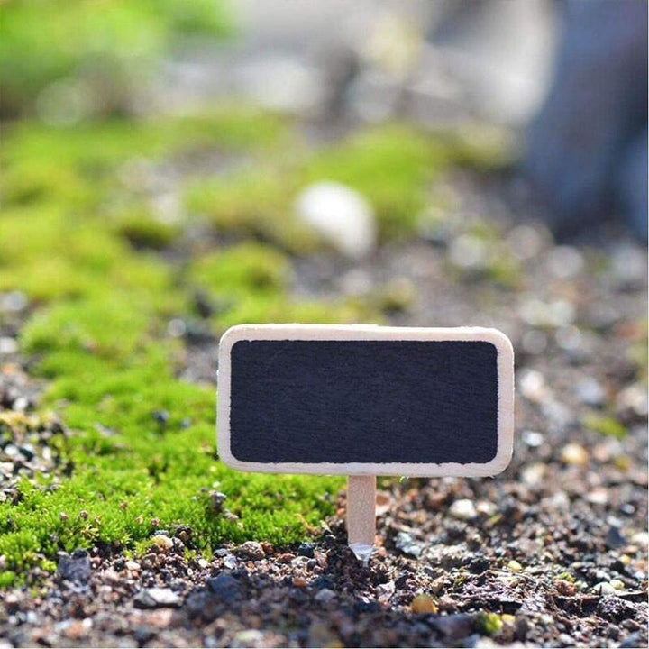 Mini tavler af træ i haven, sort, alsidig til dekoration og plantemarkering, størrelse 6.1x3.1x11.6cm.