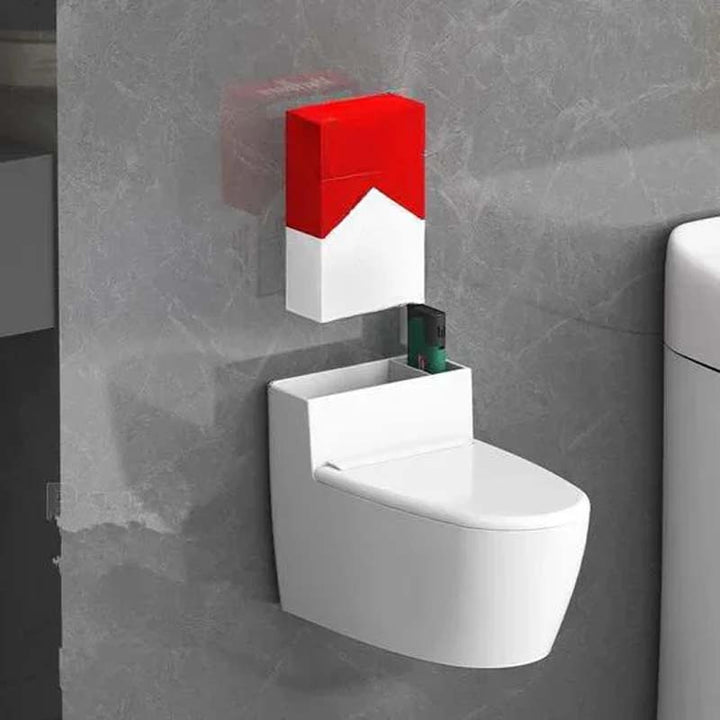 Moderne sølv-guld-hvid toilet askebæger, der ligner et miniaturetoilet, lavet af holdbart ABS-plast.