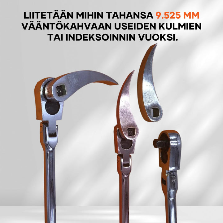 "Moderni kompakti sovitinpäätyökalu miehille, kestävä kromi-vanadiinirakenne, helppoon käyttöön ja säilytykseen."