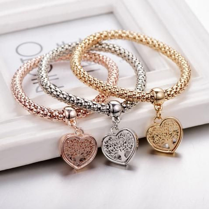 Flerlags metal armbånd til kvinder, tilgængelig i tre farver: rosaguld, guld og sølv, stilfuldt tilbehør.