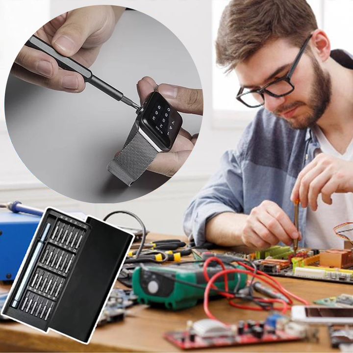 Monikäyttöinen 24-in-1 ruuvimeisselisarja, magneettiset kärjet, alumiiniseoskahva, auto & työkalut, ergonominen design.
