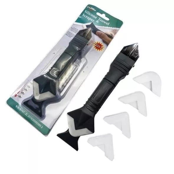 Monikäyttöinen 3-in-1 tiivistystyökalu, jossa ergonominen kahva ja vaihdettavat terät, täydellinen tiivistämiseen.