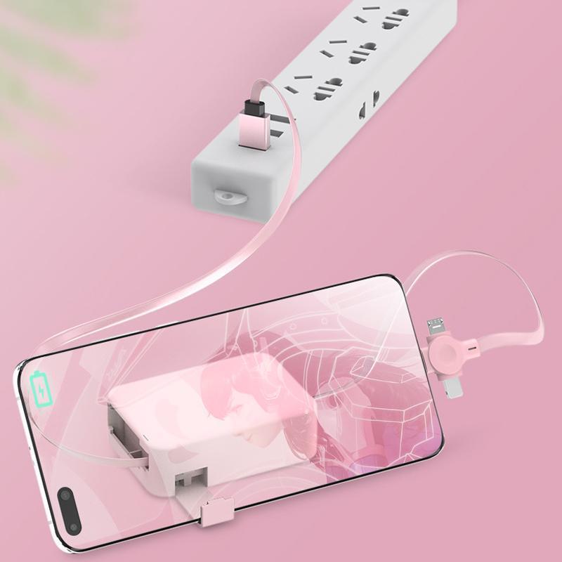 "Monikäyttöinen 3-in-1-puhelinteline ja latauskaapeli, sisältää Lightning, MicroUSB ja Type-C. Useita värivaihtoehtoja."