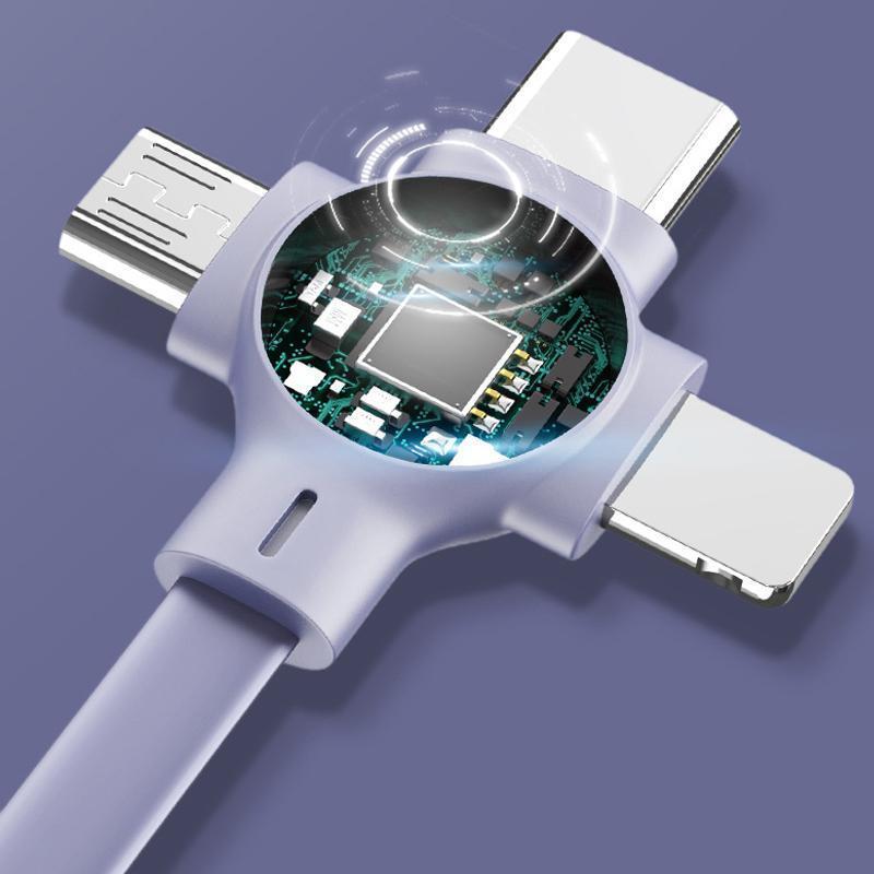 "Monikäyttöinen 3-in-1-puhelinteline ja latauskaapeli, sisältää Lightning, MicroUSB ja Type-C. Useita värivaihtoehtoja."