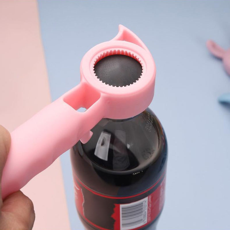 "Monikäyttöinen 4-in-1 pullonavaaja keittiöön, ruostumatonta terästä, tyylikäs muotoilu, sininen, valkoinen, violetti, vaalea