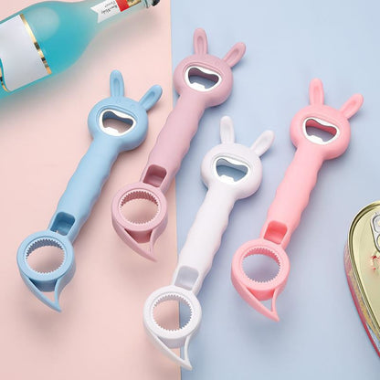 "Monikäyttöinen 4-in-1 pullonavaaja keittiöön, ruostumatonta terästä, tyylikäs muotoilu, sininen, valkoinen, violetti, vaalea