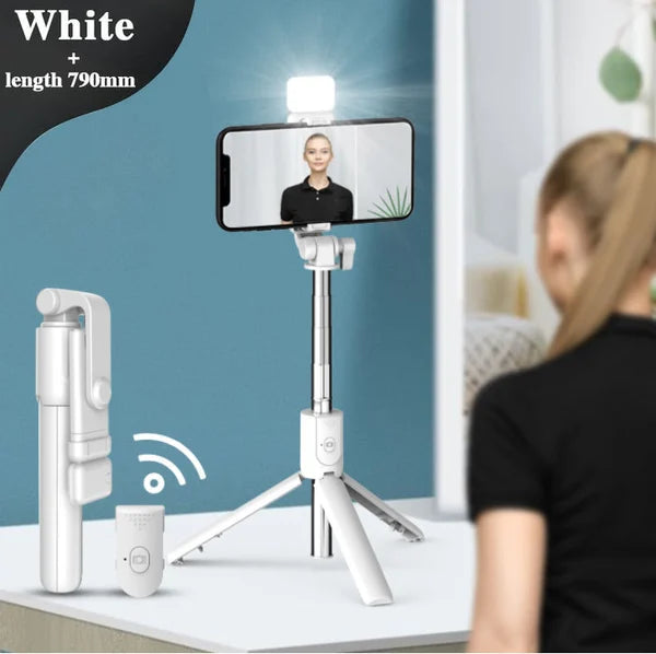 Monikäyttöinen 6-in-1 langaton Bluetooth-selfietikku, alumiininen, vakaa jalustalla, irrotettava kaukosäädin, pitkä teleskoop