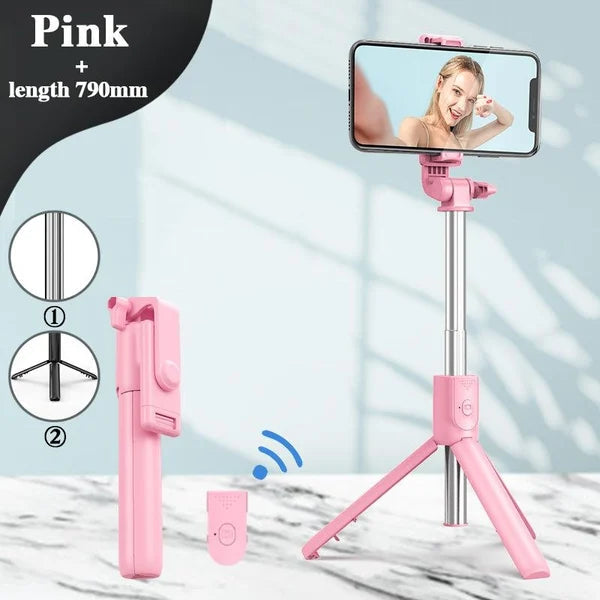 Monikäyttöinen 6-in-1 langaton Bluetooth-selfietikku, alumiininen, vakaa jalustalla, irrotettava kaukosäädin, pitkä teleskoop