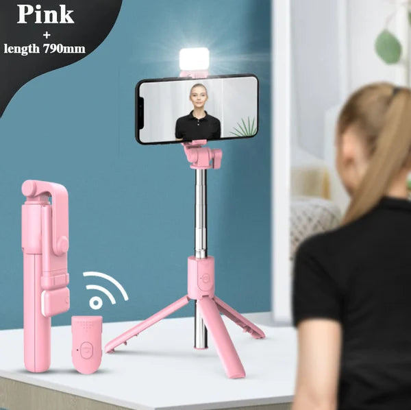 Monikäyttöinen 6-in-1 langaton Bluetooth-selfietikku, alumiininen, vakaa jalustalla, irrotettava kaukosäädin, pitkä teleskoop