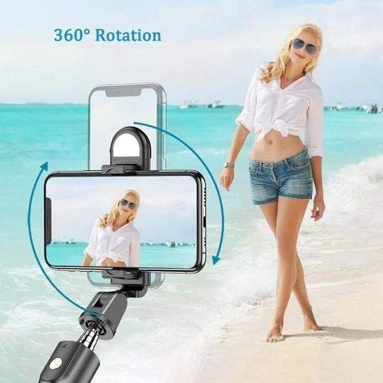 Monikäyttöinen 6-in-1 langaton Bluetooth-selfietikku, alumiininen, vakaa jalustalla, irrotettava kaukosäädin, pitkä teleskoop