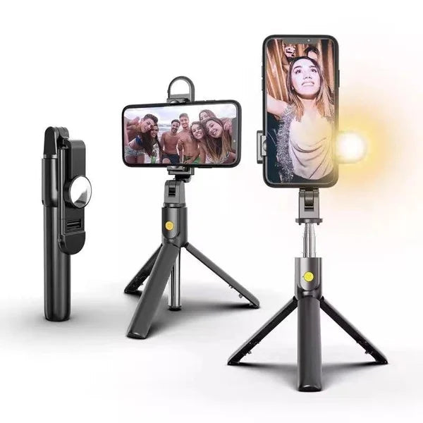 Monikäyttöinen 6-in-1 langaton Bluetooth-selfietikku, alumiininen, vakaa jalustalla, irrotettava kaukosäädin, pitkä teleskoop