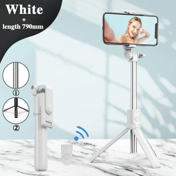 Monikäyttöinen 6-in-1 langaton Bluetooth-selfietikku, alumiininen, vakaa jalustalla, irrotettava kaukosäädin, pitkä teleskoop
