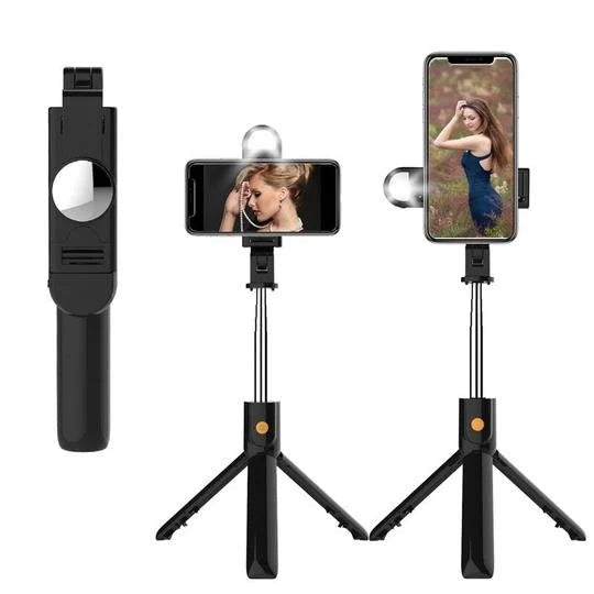 Monikäyttöinen 6-in-1 langaton Bluetooth-selfietikku, alumiininen, vakaa jalustalla, irrotettava kaukosäädin, pitkä teleskoop