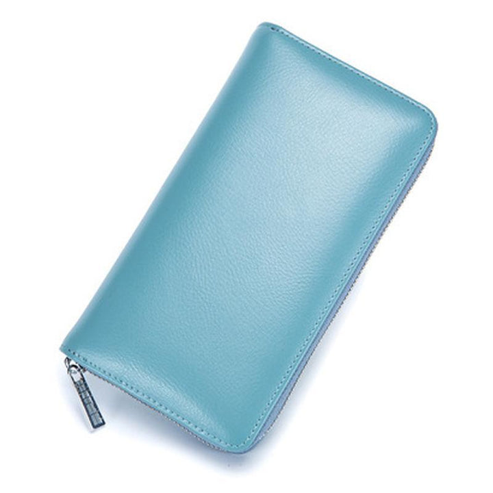 Dametaske RFID-pung, flerfarvet læder, beskytter kort med stil, elegant og praktisk design.