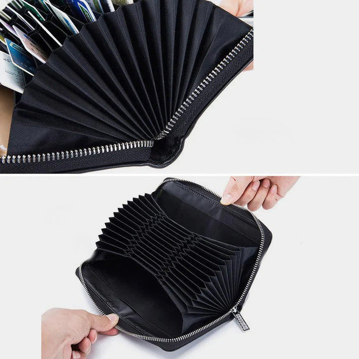 Dametaske RFID-pung, flerfarvet læder, beskytter kort med stil, elegant og praktisk design.