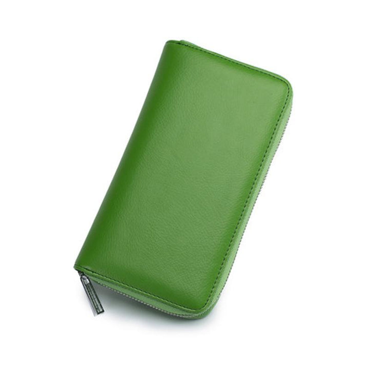 Dametaske RFID-pung, flerfarvet læder, beskytter kort med stil, elegant og praktisk design.