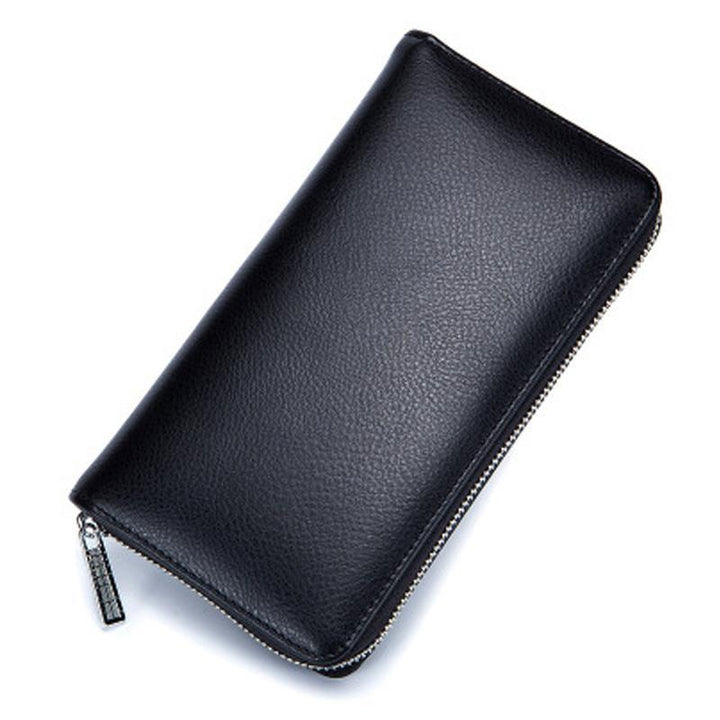 Dametaske RFID-pung, flerfarvet læder, beskytter kort med stil, elegant og praktisk design.
