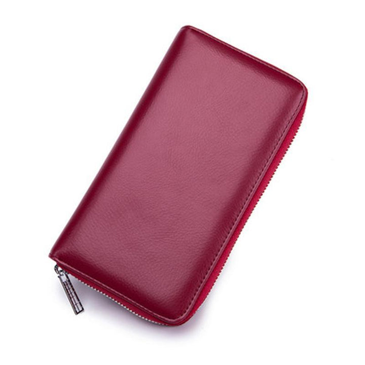 Dametaske RFID-pung, flerfarvet læder, beskytter kort med stil, elegant og praktisk design.